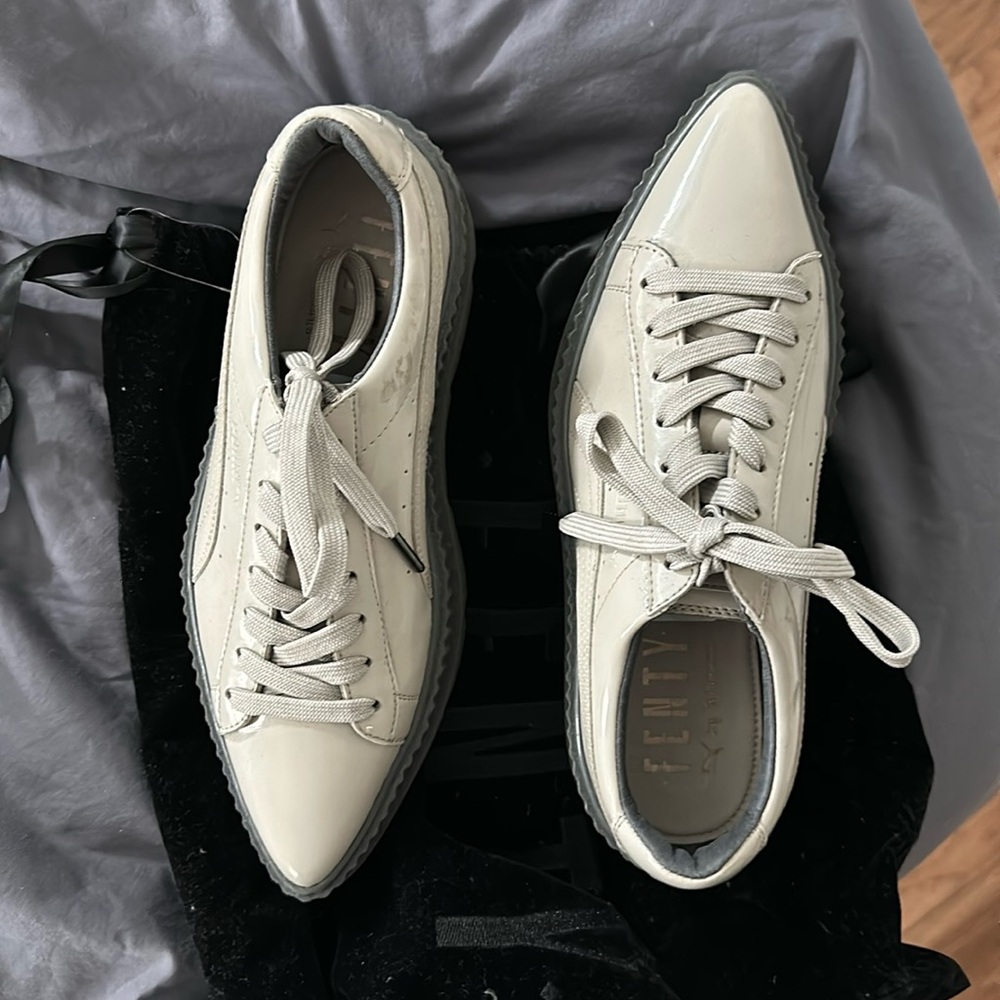 Fenty x Puma patent platform creeper, size 8.5, grey.